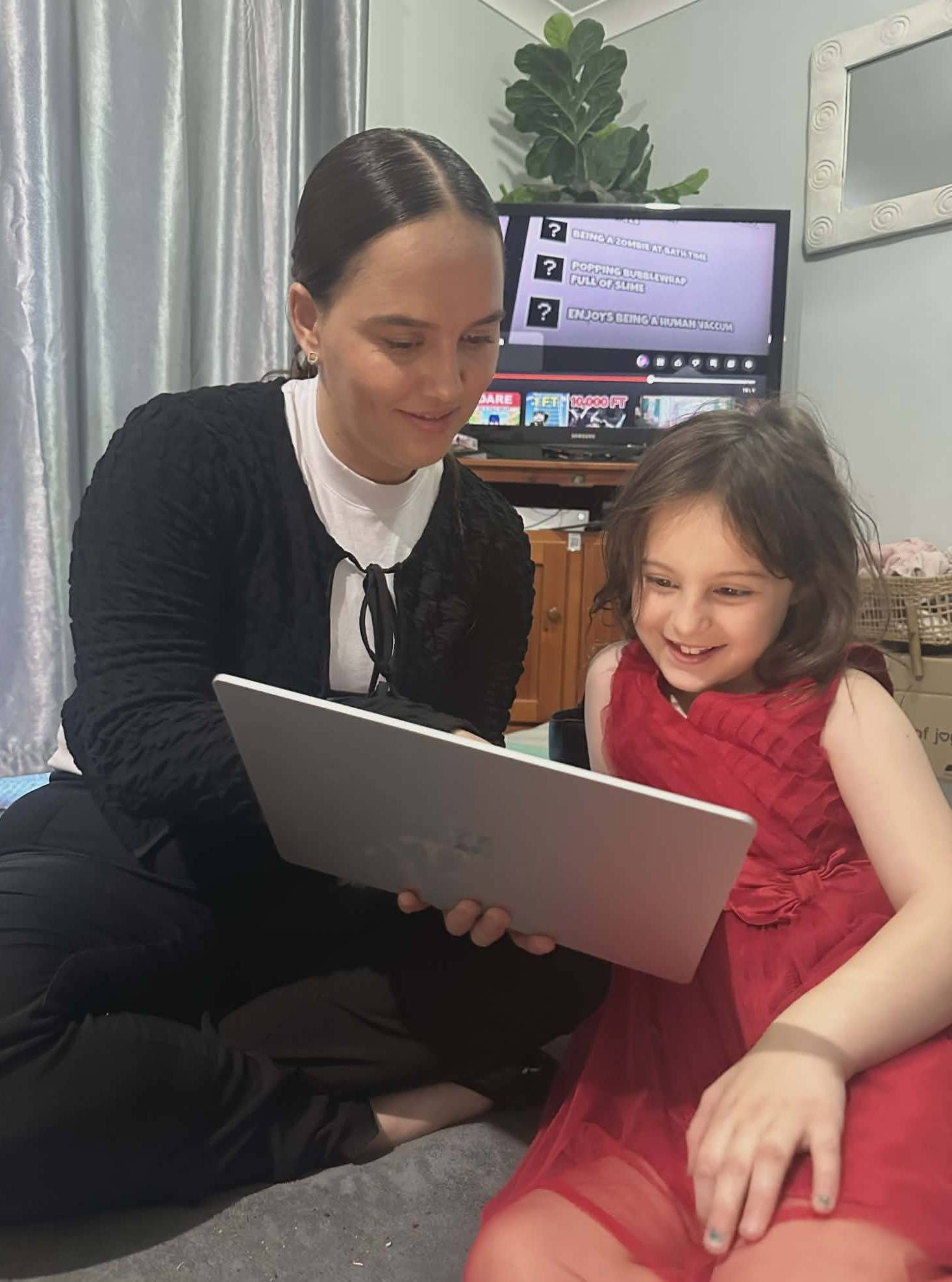A parent reading with a child